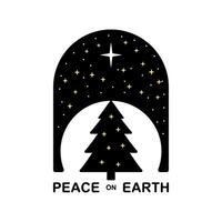 christmas card with christmas tree and snowflakes vector