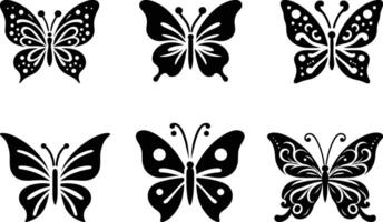 Set of butterfly silhouettes on a white background vector