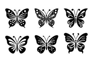 Unique Butterfly Silhouette Collection on Plain White vector