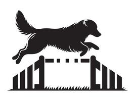 Agile Dog Silhouette in Action on Clean White Background vector