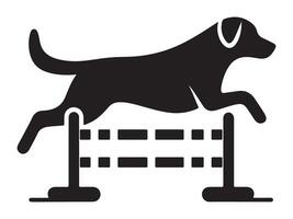 Silhouette of a Dog Performing Agility on a White Background vector