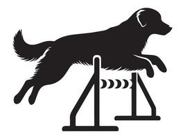 Dynamic Dog Silhouette Navigating Agility Course vector