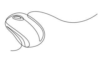 Drawn continuous one line computer mouse logo vector