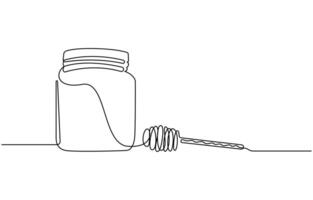Honey Jar Editable Continuous Line Icon vector
