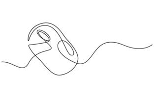 Mouse computer one continuous single line art drawing vector