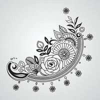 Intricate Hand-Drawn Floral Pattern with Leaves vector