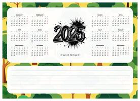 2025 Calendar Template. Downloadable Monthly Calendar Design vector