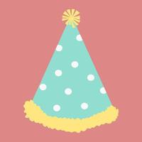 a party hat with white polka dots on it vector