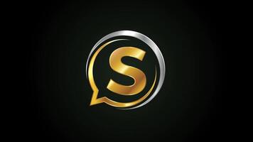 Initial alphabet S with a bubble chat icon. Talking chatting logo animation video