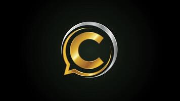 Initial alphabet C with a bubble chat icon. Talking chatting logo animation video