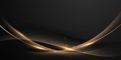 Abstract modern design black background with luxury golden elements illustration. vector