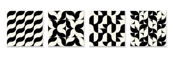 Bauhaus geometric pattern background, Circle, triangle and square lines art vector