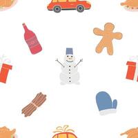 Seamless christmas pattern. New year background. Colored illustration with christmas icons vector