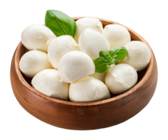 Fresh Mozzarella Balls with Basil Garnish png