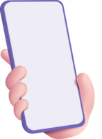 3D mobile phone with empty screen for mockup mobile. showcase 3d display with device smartphone png