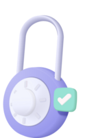3D padlock for password secure online. Cyber security digital data protection minimal concept. png