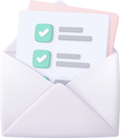 ícone de envelope de correio 3D com nova mensagem de notificação png