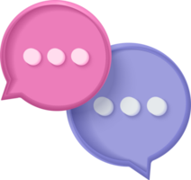 3D speech bubbles symbol on social media icon. Comments thread mention or user reply sign png