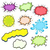 Set empty colorful speech bubbles for chat messages, message boxes, balloons, labels, price tags, stickers, posters, badges. Speech signs, communication frames. vector