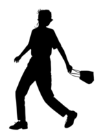 Silhouette of a Person Walking with a Swinging Bag png