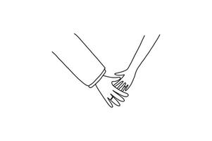 A drawing of a couple holding hands with one being held up by a man. vector