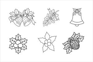 Christmas elements outline the composition set. vector
