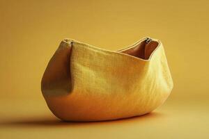 Stylish yellow fabric pouch on a vibrant yellow background showcasing modern design elements photo