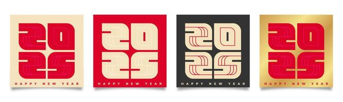 Vibrant collection of bold templates to celebrate the New Year 2025, perfect for adding a festive touch to your designs. vector