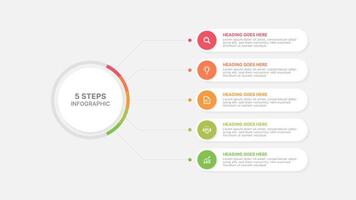 Modern Circular Round Infographic Design Template with 5 Data Points vector