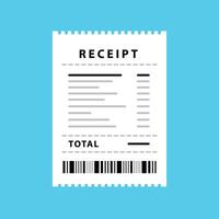 Receipt icon. Paper invoice. Total bill vector