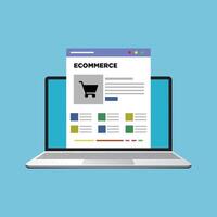 Online shopping Website ecommerce concept with open laptop vector