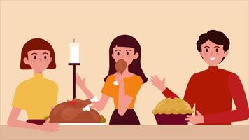 Sharing Food in the Same Table with Each Other 2D Cartoon Animation video