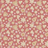 new year christmas pattern with cute elements on pink background vector