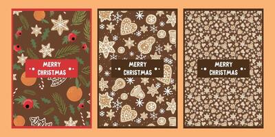 set of christmas and new year greeting card on brown backgrounds vector
