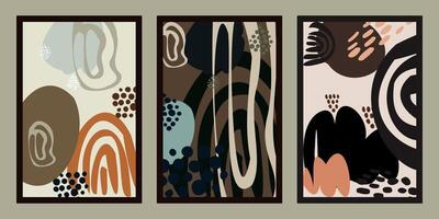 A set of abstract backgrounds or card templates, perfect for a variety of creative projects.These illustrations feature bold colors, geometric shapes, and organic textures vector