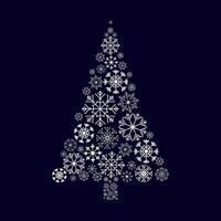 Abstract Snowflake Christmas tree shape.Christmas tree made of white snowflakes Winter illustration for XMAS and New Year holidays decoration design element,embellishment,logo,print. vector