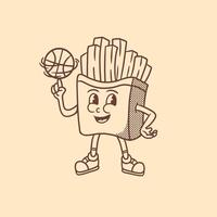 french fries mascot with basketball good for food mascot, branding mascot, retro mascot, etc vector