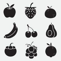 set of fruits good for icons, symbol, logo, silhouette design, etc vector
