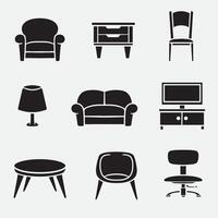 set of furniture good for icons, symbol, logo, element design, etc vector