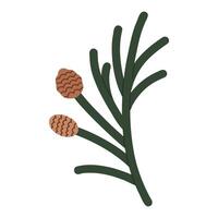 Minimalist Pine Branch with Cones Icon vector
