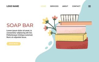 Web Banner Handmade Natural Soap Bar vector