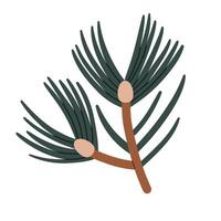 Minimalist Pine Branch with Needles Icon vector