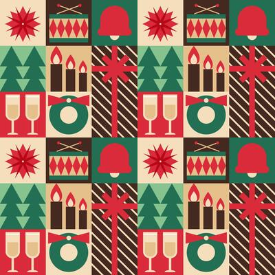 Retro Christmas Decoration minimalist geometric seamless pattern