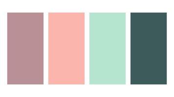 Mauve, salmon, mint, teal green color palette. Set of bright color palette combination in rgb hex. Color palette for ui ux design. Abstract illustration for your graphic design, banner, poster vector
