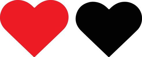 Black Red heart icons set vector
