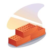 Several construction bricks in cartoon style. Material for building. illustration on white background. vector