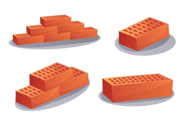 Set of Construction bricks in cartoon style. Material for construction. illustration on white background.