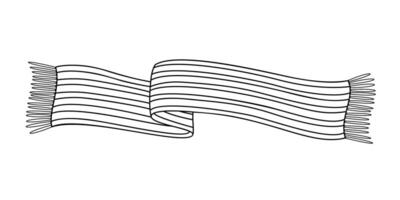 Cozy knitted striped scarf doodle style. Hand drawn black and white isolated winter warm clothes symbol. illustration vector