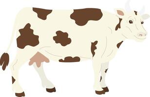 White cow with brown spots isolated in white background vector