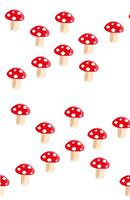 Lined up Red Mushrooms pattern on white vector